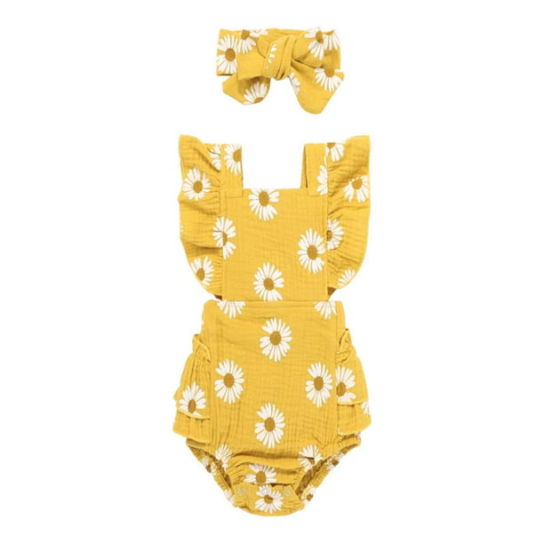 Girls Baby 3 Piece Summer Daisy Dress & Teddy Bear Bodysuit Vest Set Newborn 